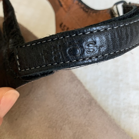 Taos black and pewter leather wedge sandals size 38- - Picture 8 of 9